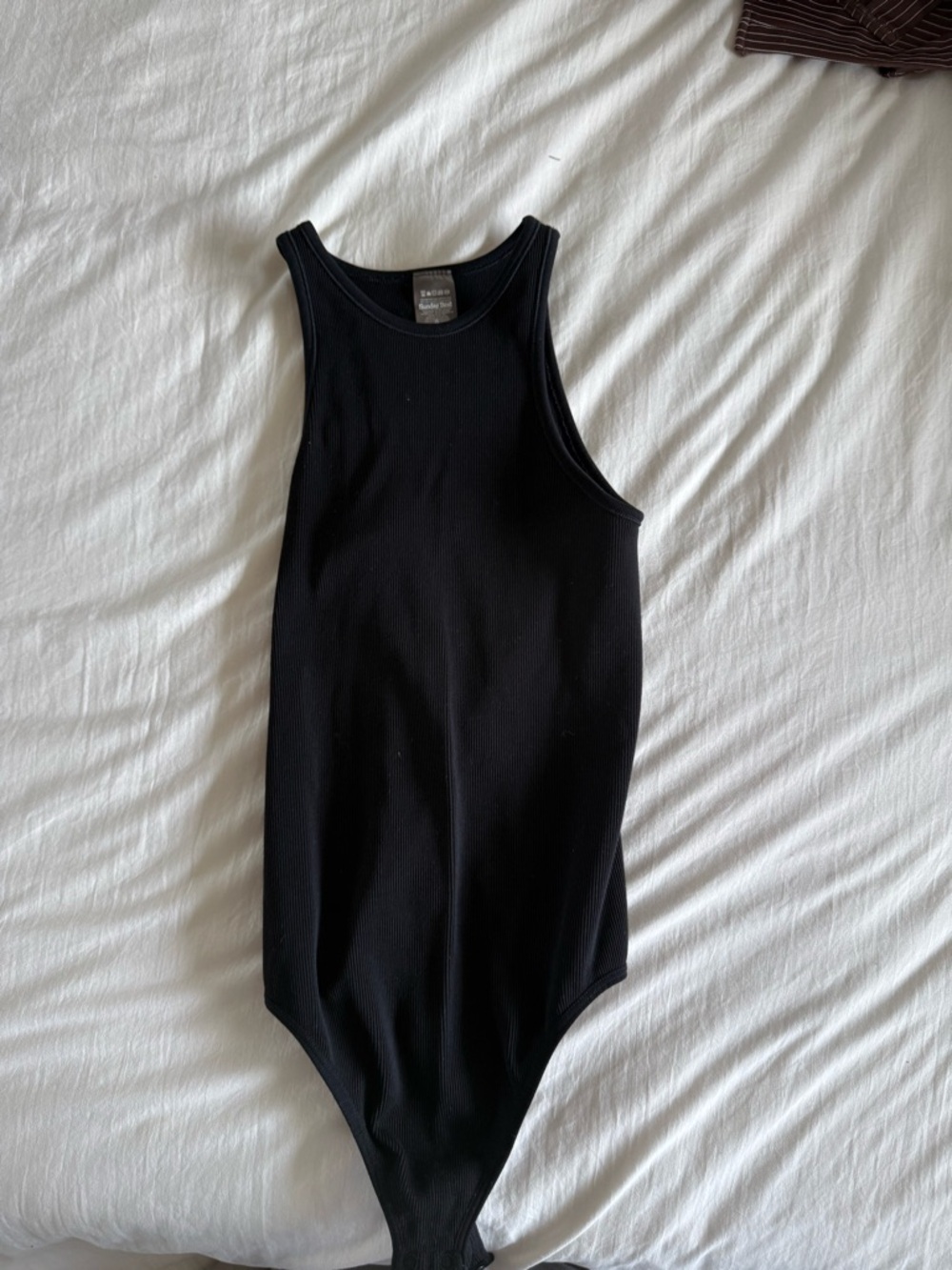 Sunday Best Black Ribbed Tank One-Piece Bodysuit